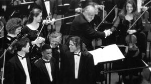 The culminating event of the seventy-fifth-anniversary season features Kurt Masur conducting the Manhattan School of Music Symphony in a gala concert. The concert includes the world premiere of Manhattan Concerto by noted German composer Siegfried Matthus, commissioned by the School for its anniversary. After intermission, the School confers the degree of doctor of musical arts, honoris causa, upon Maestro Masur.