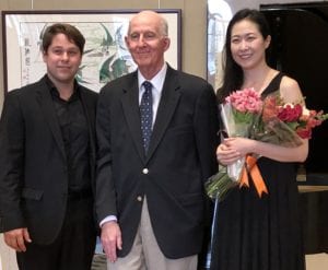 David Owens (MM ’73) had performances of his Sonata for Cello and Piano by cellist Hyun-Ji Kwon and pianist Victor Cayres in Brookline, MA in October 2017, and of his suite Sky Legends: Twelve Miniatures on the Signs of the Zodiac by Mr. Cayres and his wife, pianist Heeyeon Chi, in their four-hand piano program at the Steinway dealership in Natick, MA in November 2017.