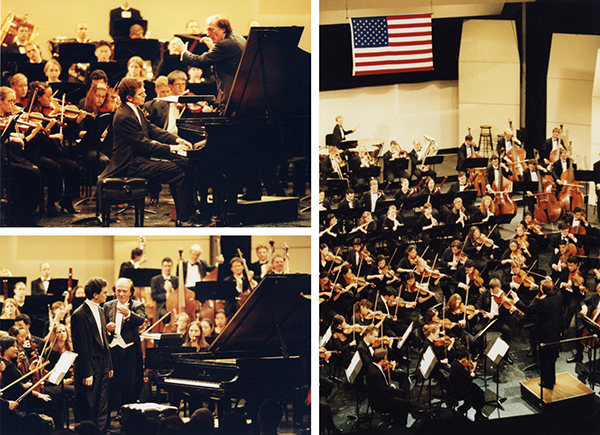 concert with symphony and pianist