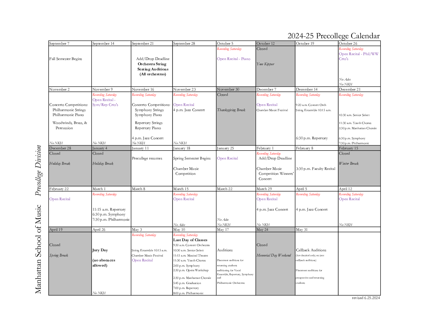 2025-26 At-a-Glance Calendar by Westside Neighborhood School