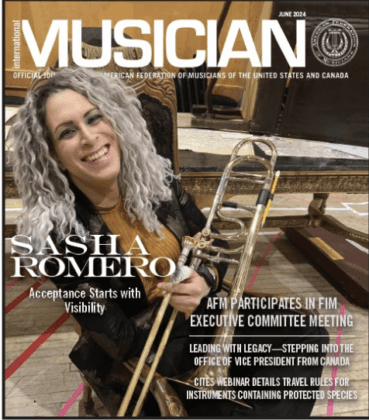 MSM trombone faculty member Sasha Romero featured on cover of June’s <em>International Musician </em>